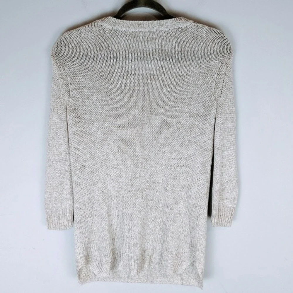 J. Crew Womens 3/4 Sleeve Knit Tunic Sweater Size XS Cream Minimalist Neutral‎